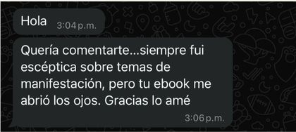 Testimonio de clienta por WhatsApp